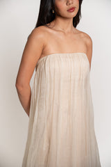 Custom Strapless Pina Dress with Flower Cutout