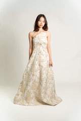 Matteau Pleated Off Shoulder Gown