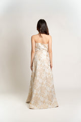 Matteau Pleated Off Shoulder Gown