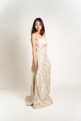 Matteau Pleated Off Shoulder Gown