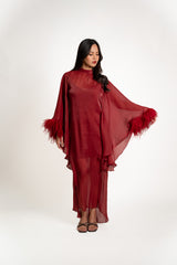 Sheer Feather Sleeve Dress