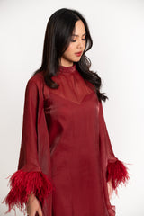 Sheer Feather Sleeve Dress