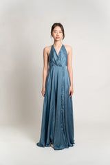 Low Neck Satin Halter Gown