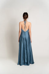 Low Neck Satin Halter Gown