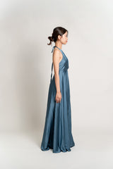 Low Neck Satin Halter Gown