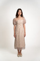 Carnacion Puff Sleeve Midi Dress