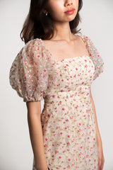 Carnacion Puff Sleeve Midi Dress