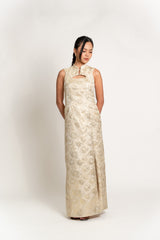 Custom Sleeveless Neck Cutout Cheongsam Maxi Dress
