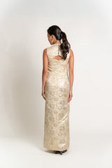 Custom Sleeveless Neck Cutout Cheongsam Maxi Dress