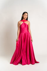 One Shoulder Gown with Scarf Detail