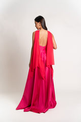 One Shoulder Gown with Scarf Detail