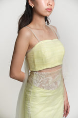 Two Piece Tulle Sleeve Top and Lace Chiffon Skirt Set