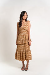 Pleated Tassle Strap Midi Dress