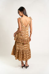 Pleated Tassle Strap Midi Dress