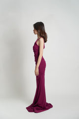 Ruched Cutout Neckline Maxi Dress