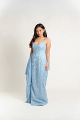 Strapless Floral Lace Gown
