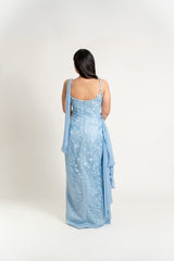 Strapless Floral Lace Gown