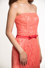 Tube Lace Dress with Ribbon