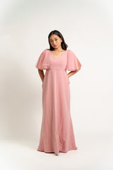 Custom Gown with Soft Tulle Butterfly Sleeves