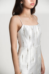 Satin Mini Dress with Embellished Tassle