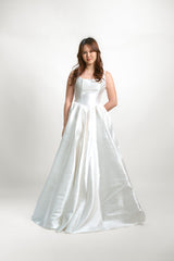 Custom Satin A-Line Skirt Wedding Gown