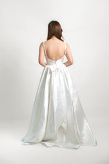 Custom Satin A-Line Skirt Wedding Gown