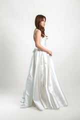 Custom Satin A-Line Skirt Wedding Gown