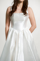 Custom Satin A-Line Skirt Wedding Gown