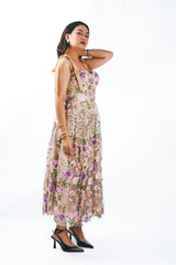 Corset Gown with Floral Applique