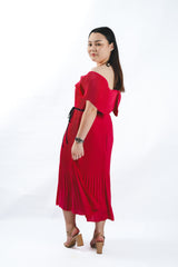 Off Shoulder Knit Midi Dress