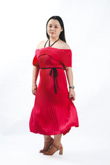 Off Shoulder Knit Midi Dress