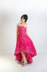 Custom High Low Strapless Tulle Gown