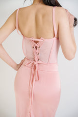 Sheer Corset Top and Satin Skirt Set