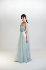 Custom Strapless Tulle Gown with Train