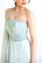 Custom Strapless Tulle Gown with Train