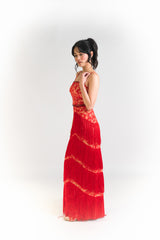 Custom Embroidered Detail Fringe Gown