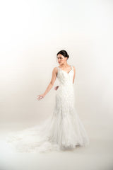 V-Neck Embellished Mermaid Wedding Gown