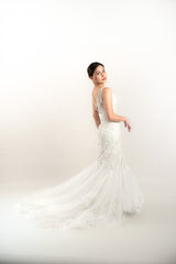 V-Neck Embellished Mermaid Wedding Gown