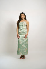 Floral Brocade Dress with Corset Back