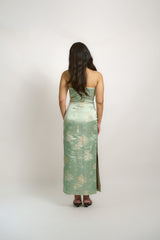 Floral Brocade Dress with Corset Back