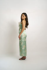 Floral Brocade Dress with Corset Back