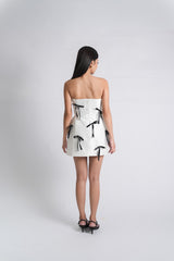 Custom Black Bow Satin Mini Dress with Filipiniana Sleeves