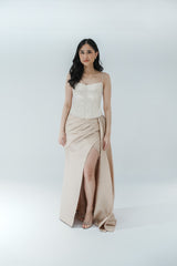 Embroidered Boned Corset Top and Drape Skirt Terno