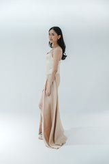 Embroidered Boned Corset Top and Drape Skirt Terno