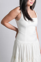 White Tallulah Cami Tiered Maxi Dress
