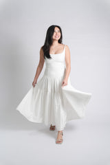 White Tallulah Cami Tiered Maxi Dress