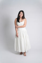 White Tallulah Cami Tiered Maxi Dress