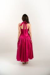Strapless Drop Waist Tie Back Dress