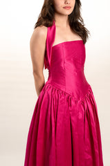 Strapless Drop Waist Tie Back Dress