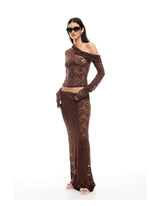 Black Swan Lace Off Shoulder Top and Maix Skirt Set